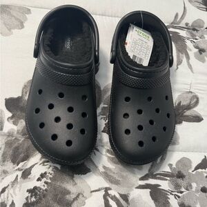 CROCS Black Mens Fur Lined